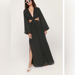 Polka dot low cut cut out dress